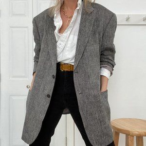 Vintage Oversized Silk Woven Blazer Coat